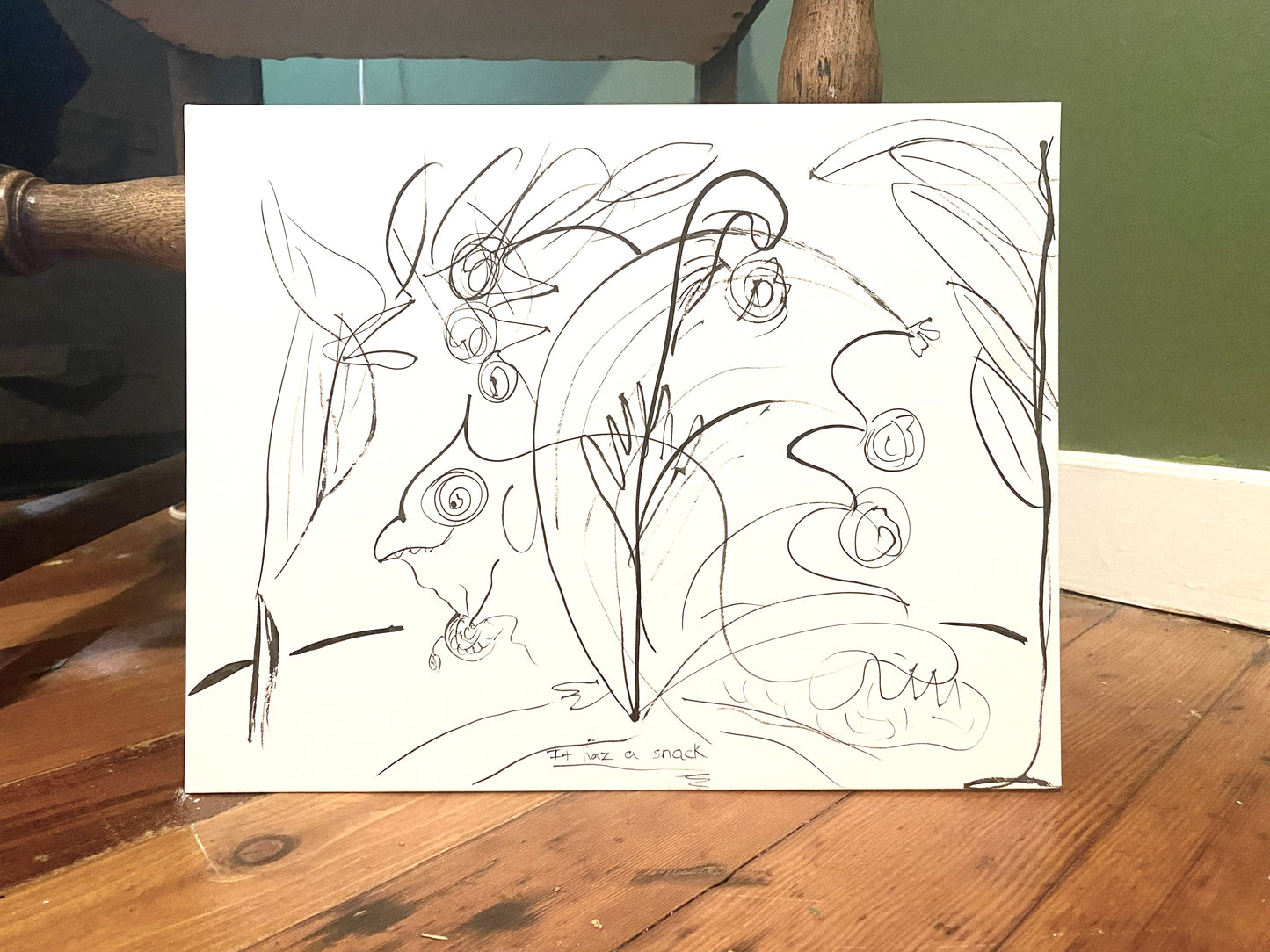 "It has a snack” drawing