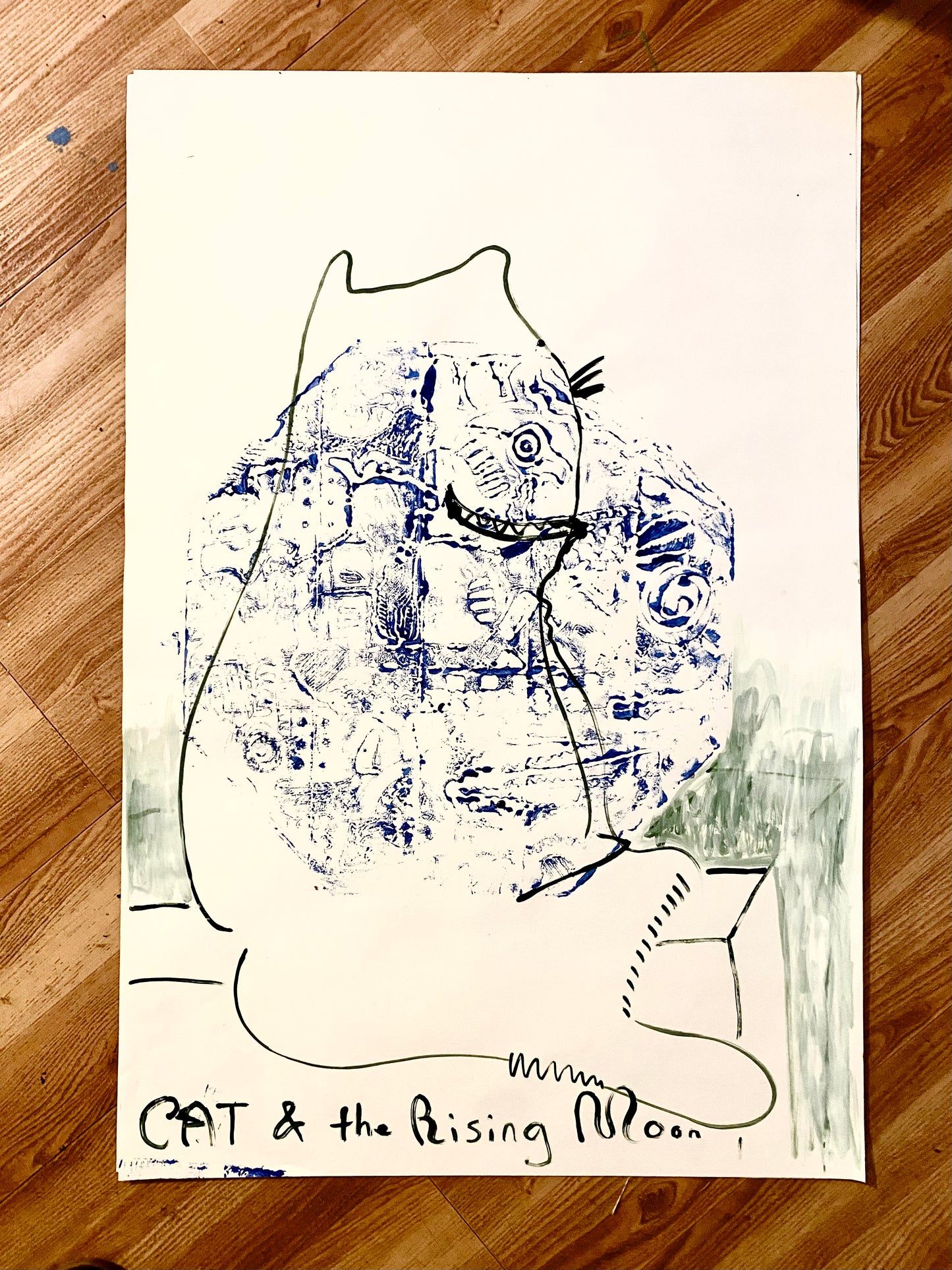 “CAT & rising Moon"