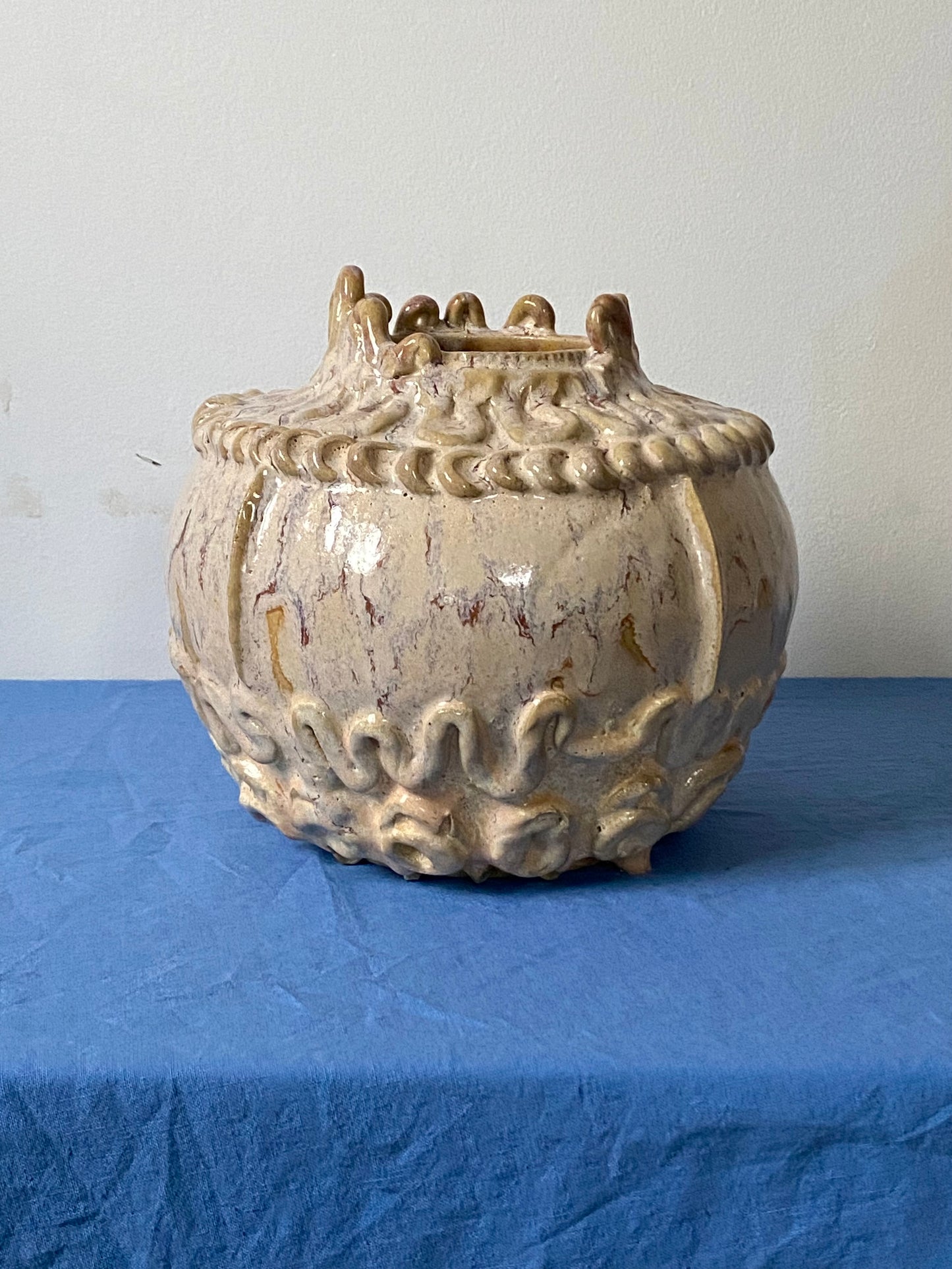 Yellow and pink drippy decorative pot