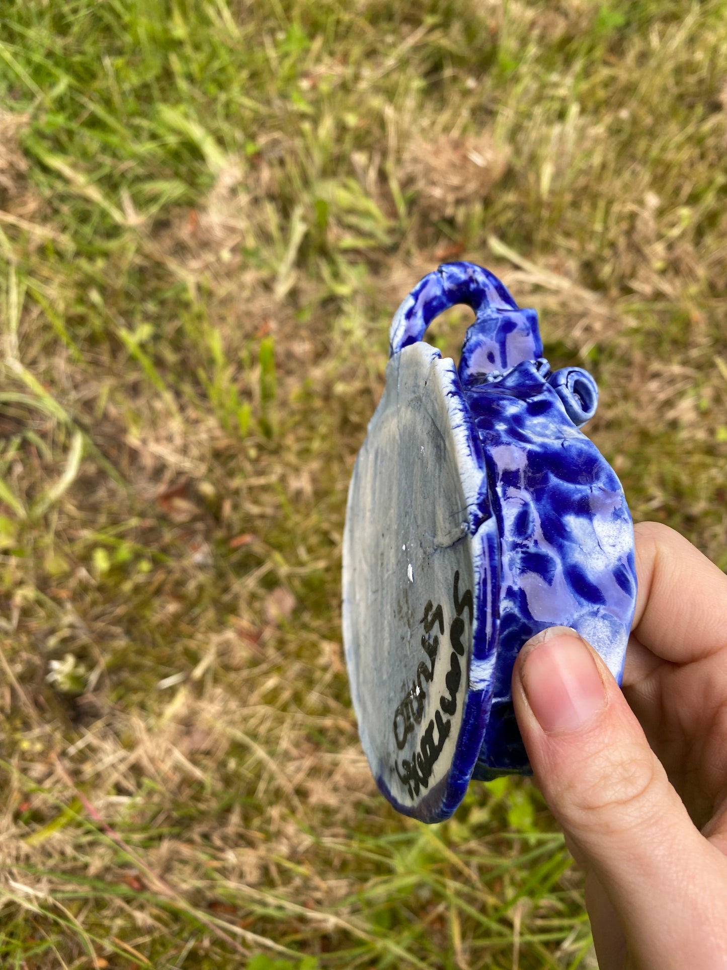 Cobalt porcelain "teacup" candleholder