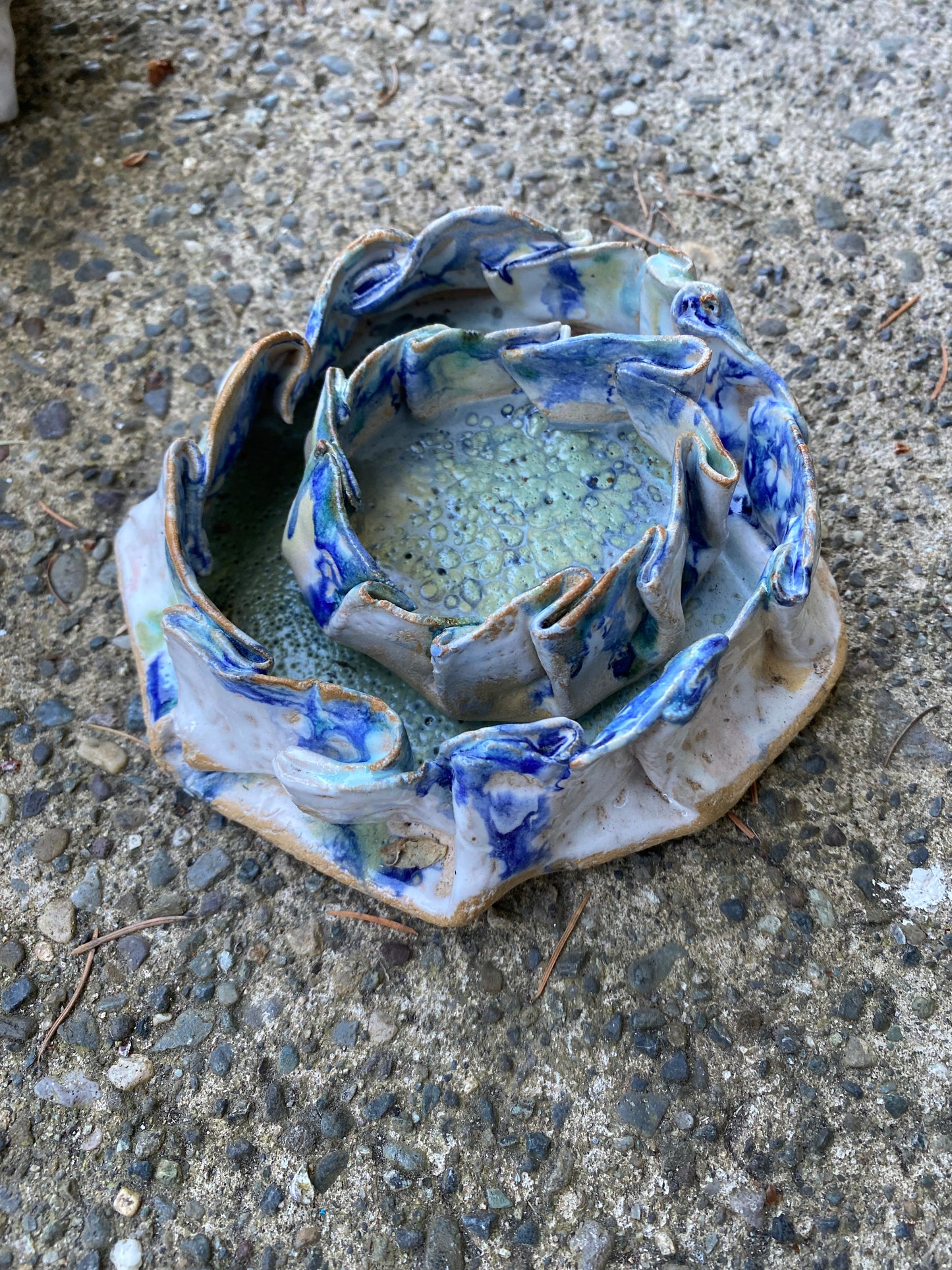 Glazey nested blue and white dishes