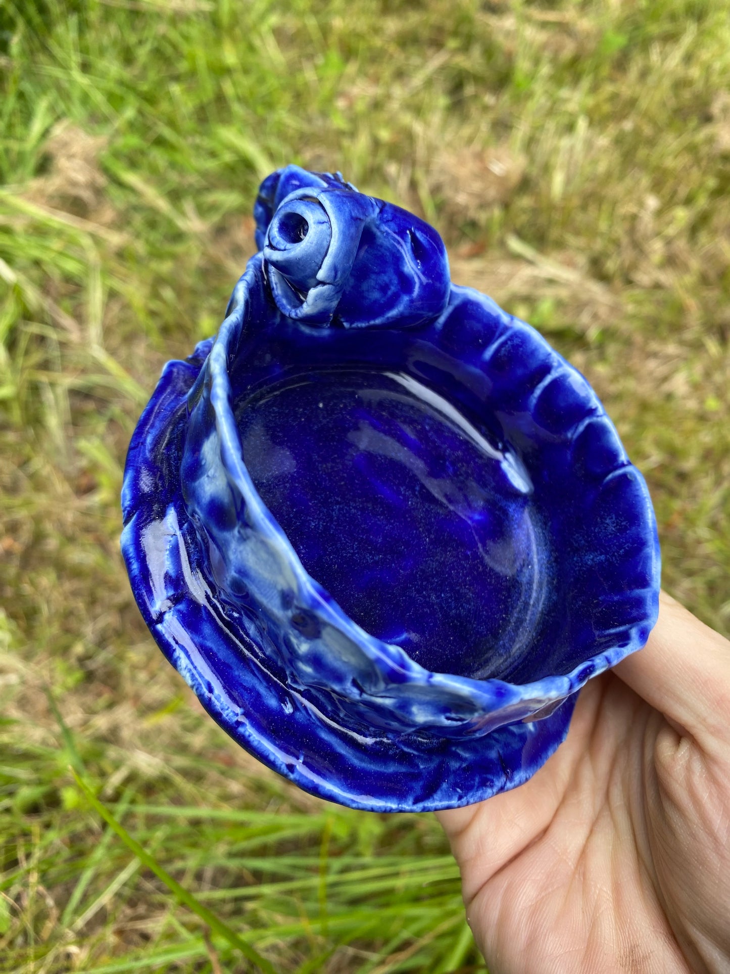 Cobalt porcelain "teacup" candleholder