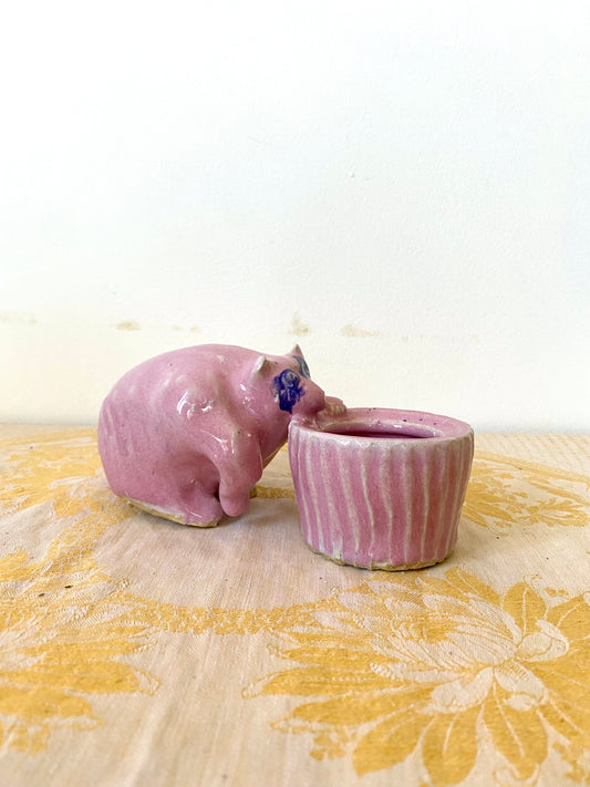 "Pepto the pink Raccoon" candy dish