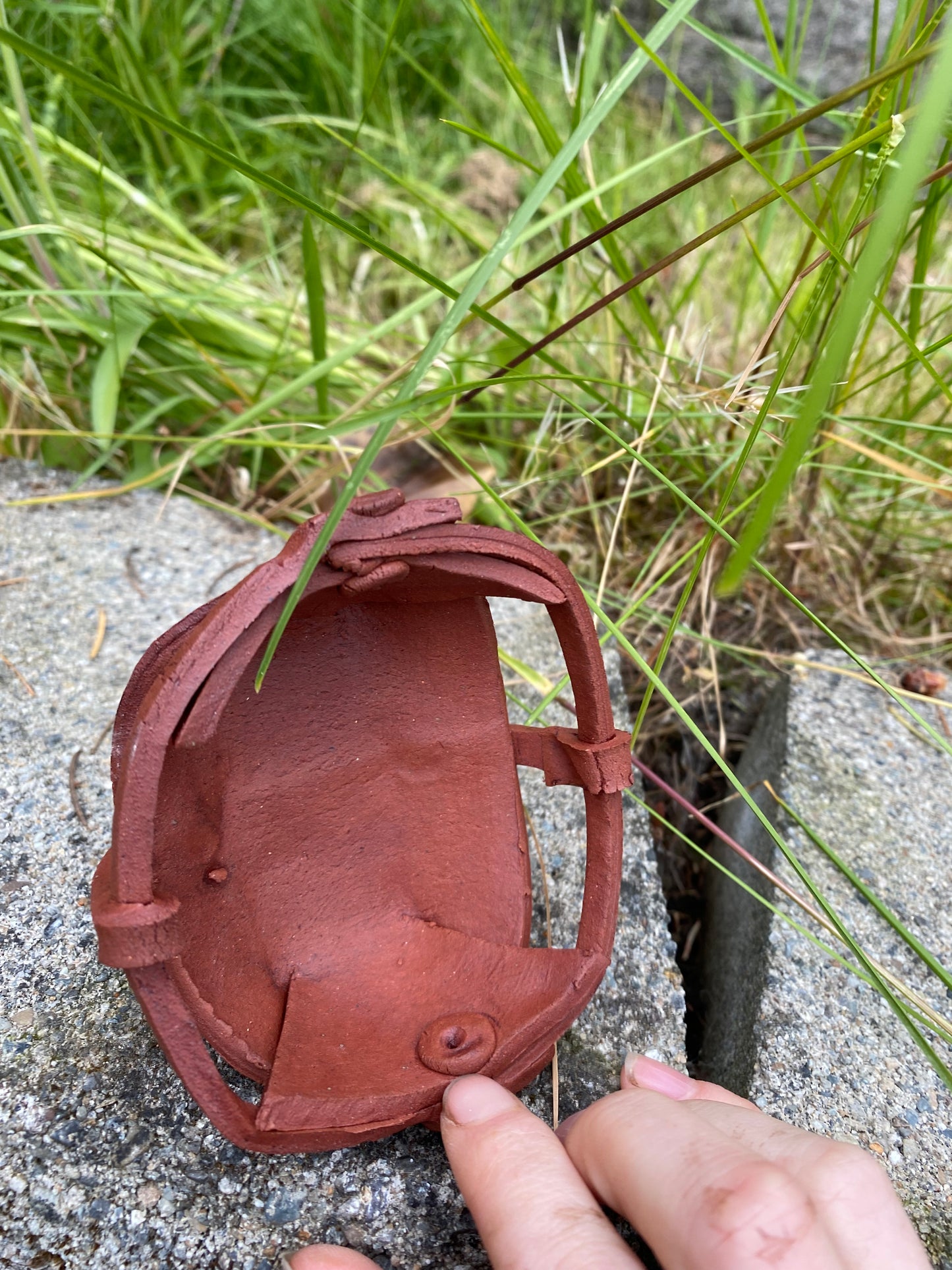 Hand built terracotta basket