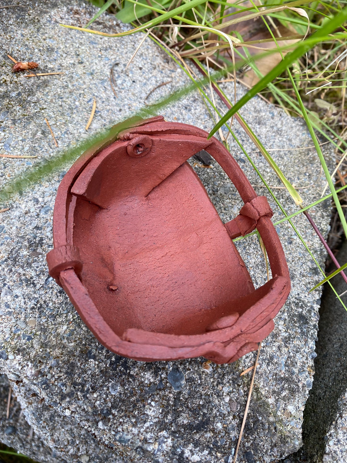 Hand built terracotta basket