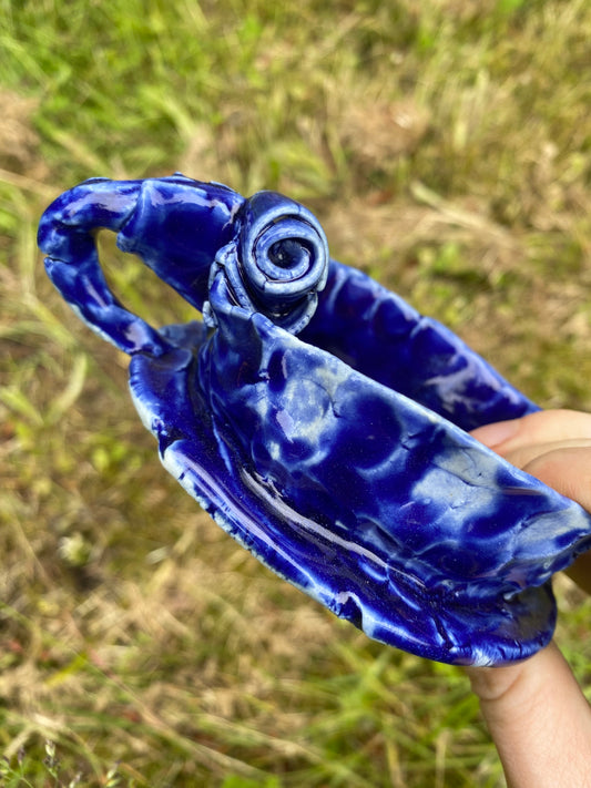 Cobalt porcelain "teacup" candleholder