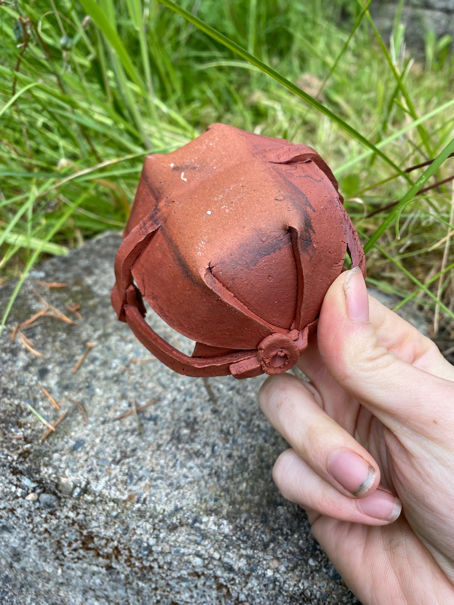 Hand built terracotta basket