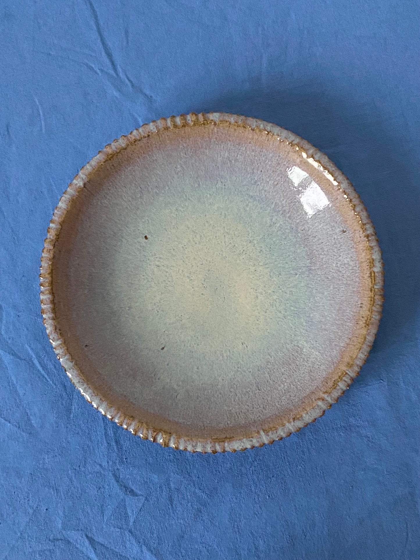 Violet plate with notched edge