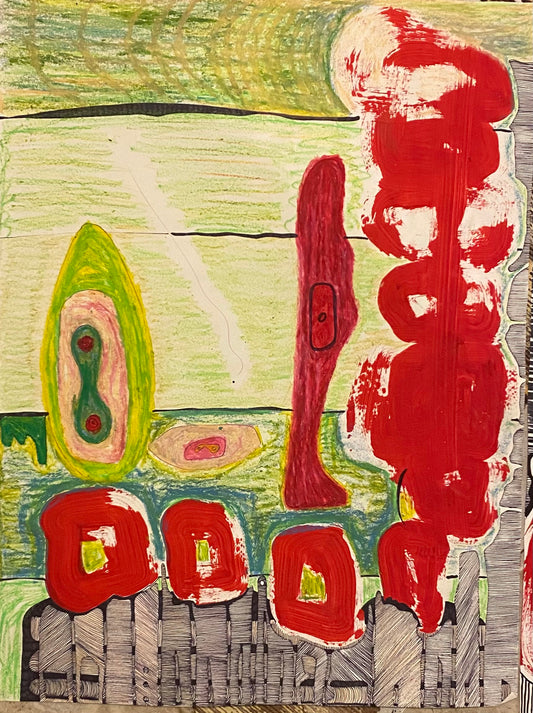 Abstract Red and Green (Green egg, red woman)
