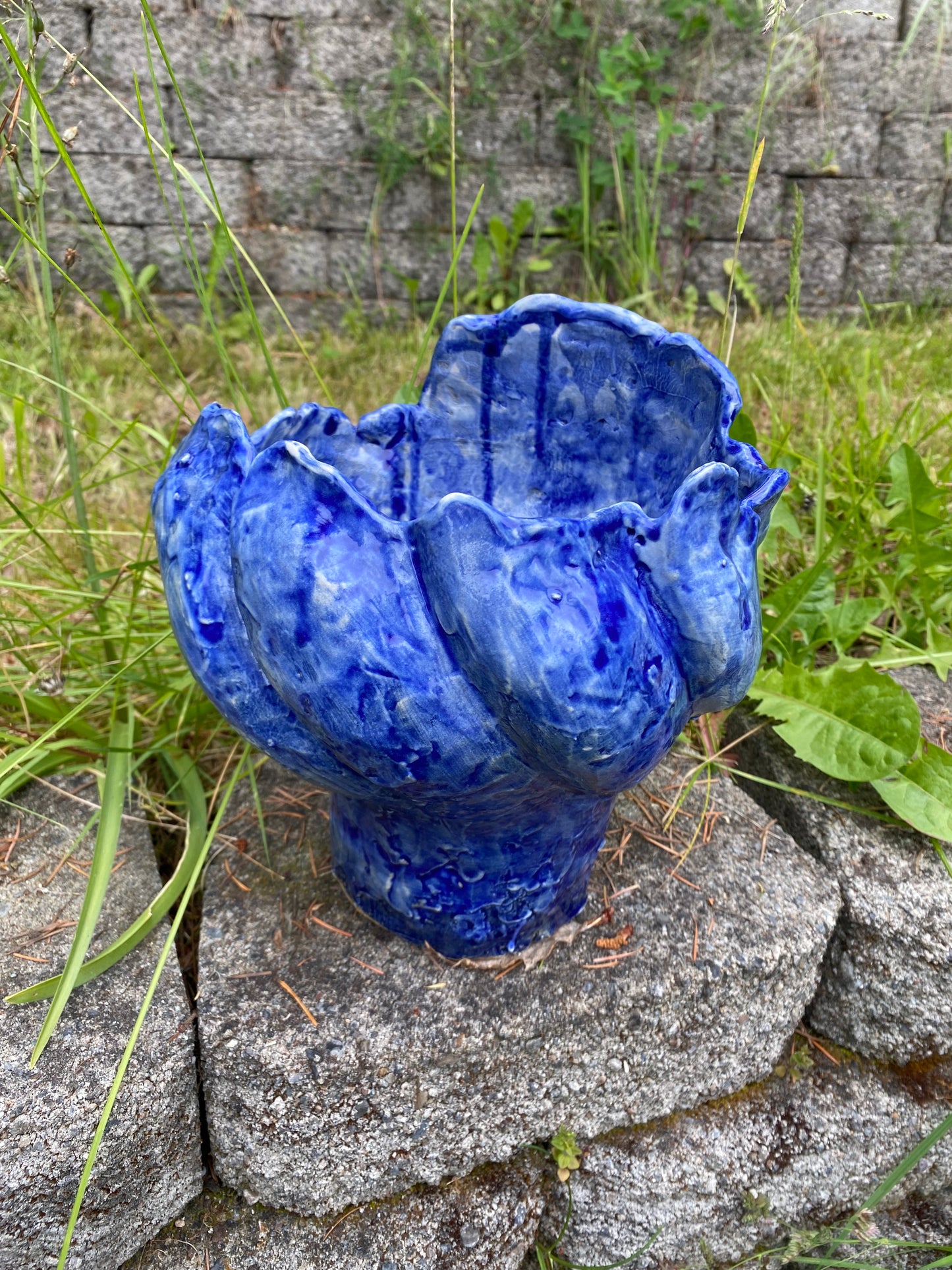 Cobalt blue flower pot