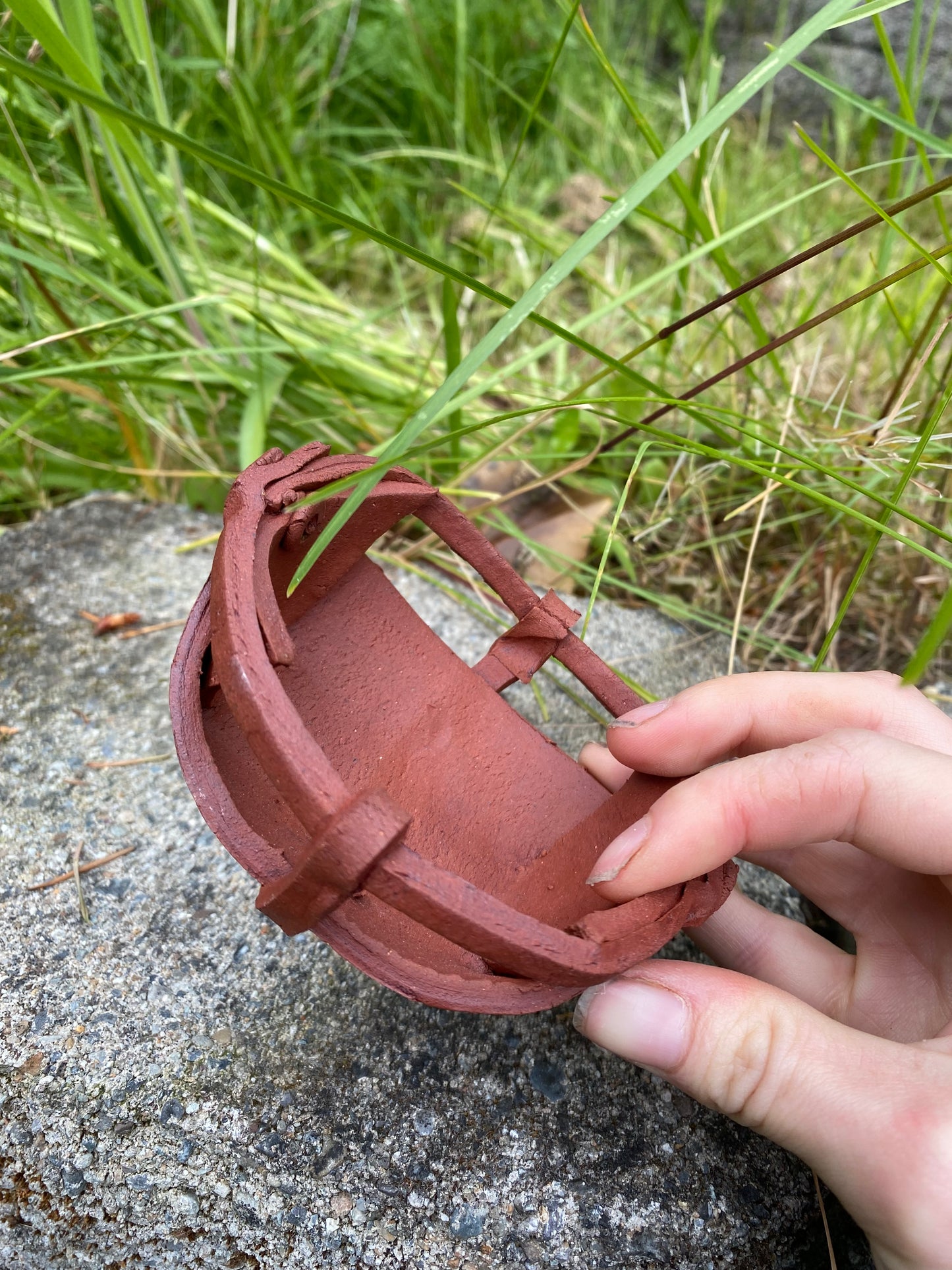 Hand built terracotta basket