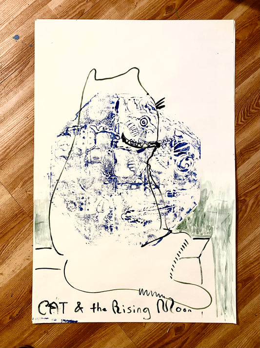 “CAT & rising Moon"